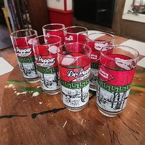 7 Dr. Pepper /Dairy Queen from the 70's glasses! Mint condition